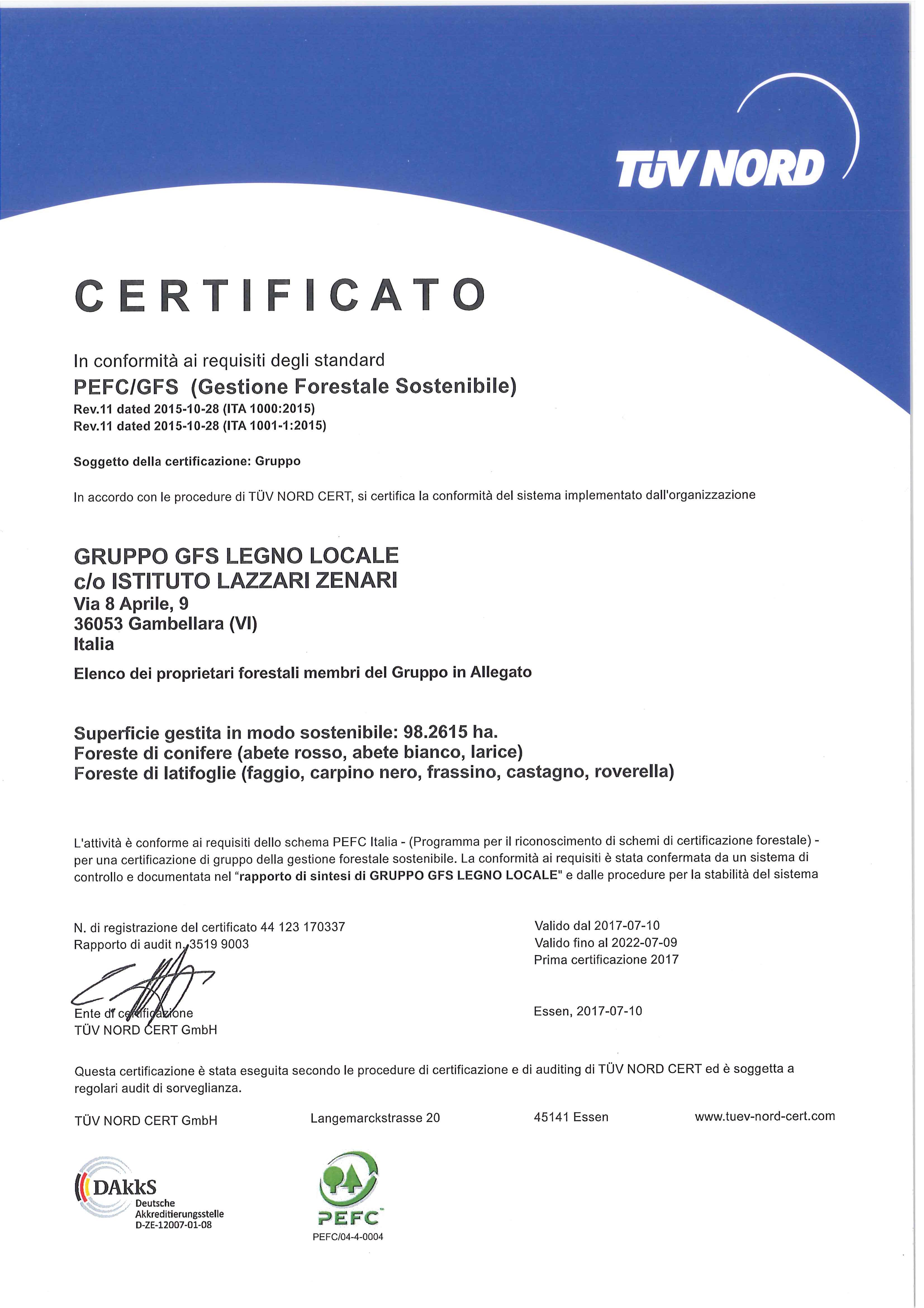 Certificato LegnoLocaleGFS Con la certificazione del “Gruppo GFS Legno Locale”, PEFC arriva nel Lazio!
