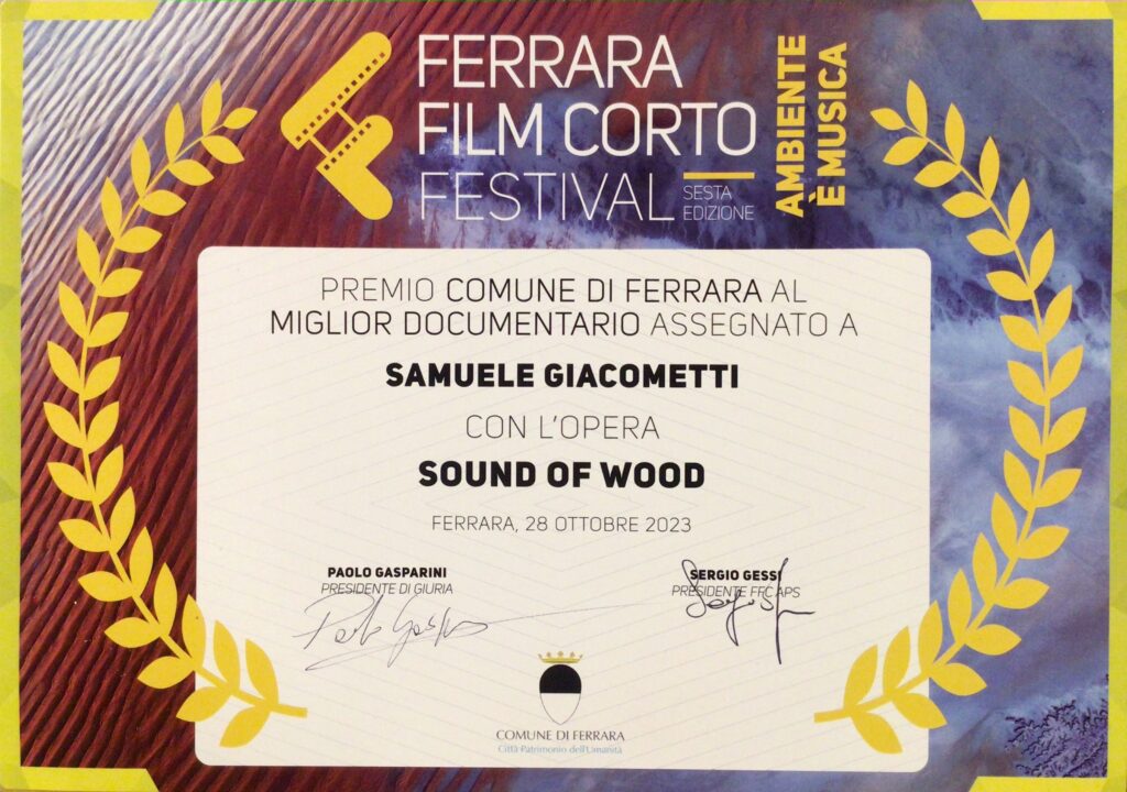 IMG 9163 "Suono del Legno" premiato come miglior documentario al Ferrara Film Corto Festival